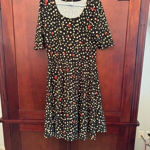 LuLaRoe Chic Black Dress with Polka Dots Fit and Flair Dress Size XL